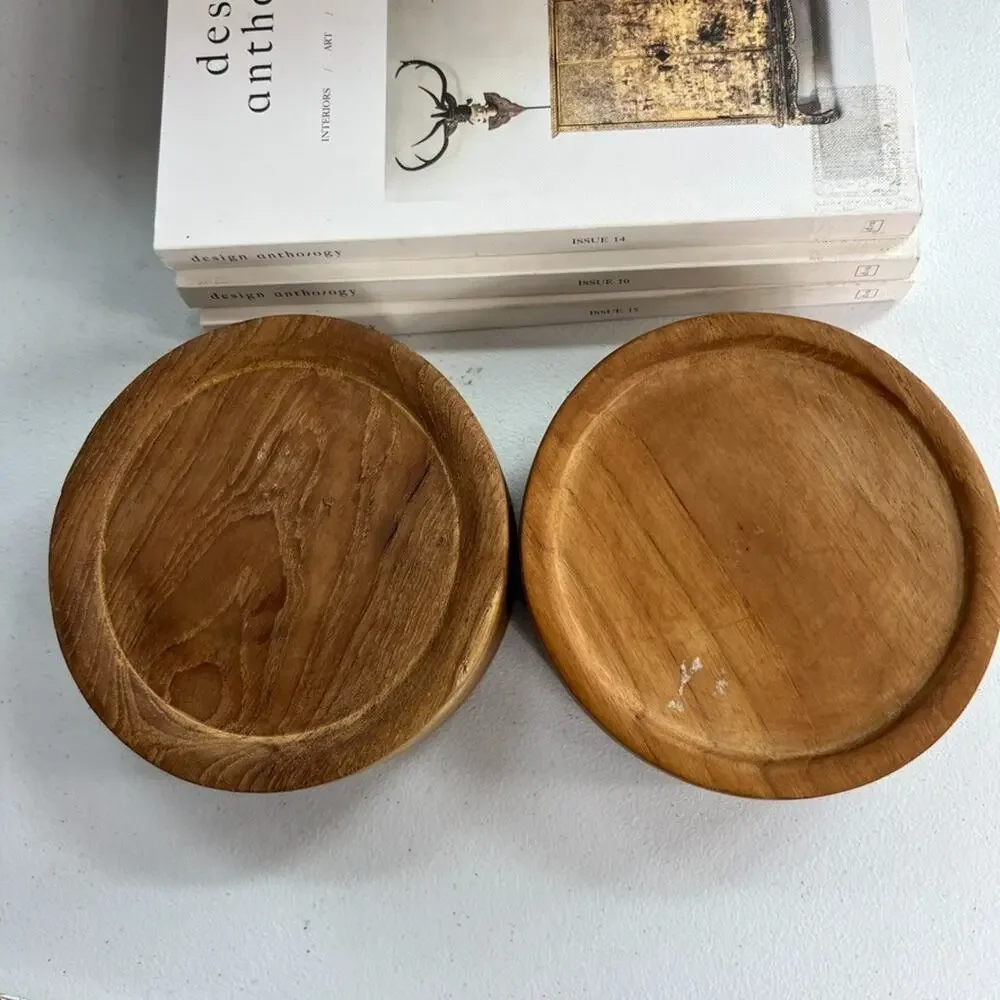 MCM Hand Turned Teak Wood Salad Serving Bowls 5.5